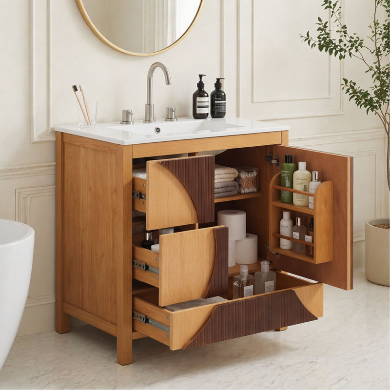 Meuble-lavabo de style moderne 30 pouces avec lavabo 30 po Mid-Century
