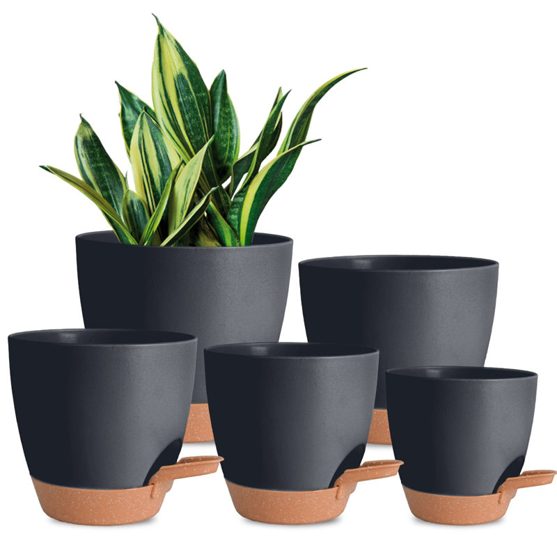 Self Watering Plant Pots Indoor, Black/Brown