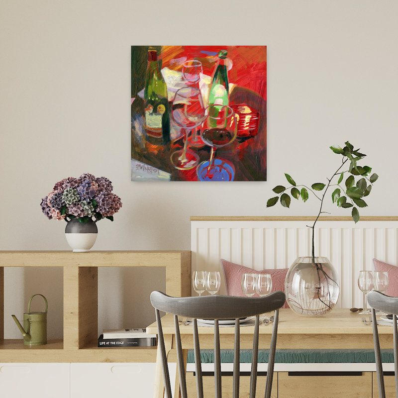Vin Rouge, vin rouge, art contemporain, H 18 po x l 18 po