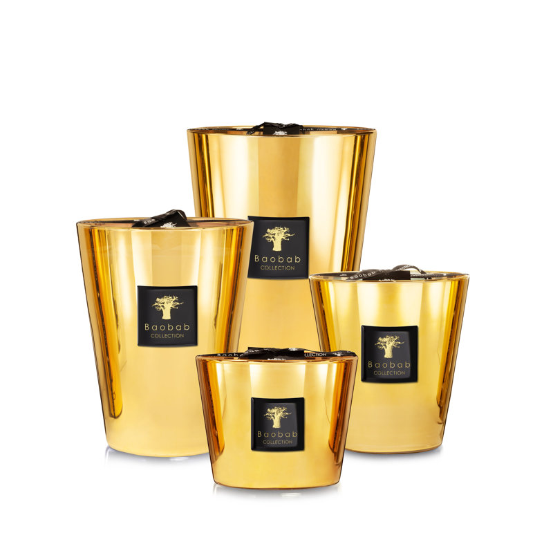 Les Exclusives Aurum Candle, 6.3" H x 5.85" W x 5.85" D