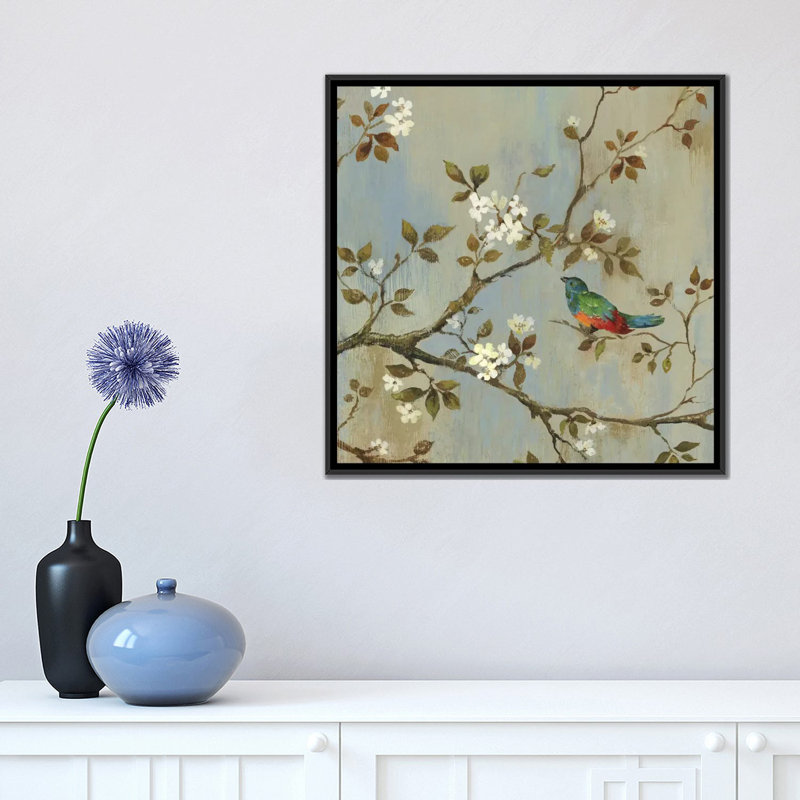 « apple fleuri i », reproduction sur toile, H 18 po x l 18 po x P 1,5 po, Toile avec cadre noir, Pas de tapis