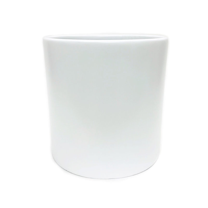Fiberglass Round Pot Planter, White, 12" H x 12" W x 12" D