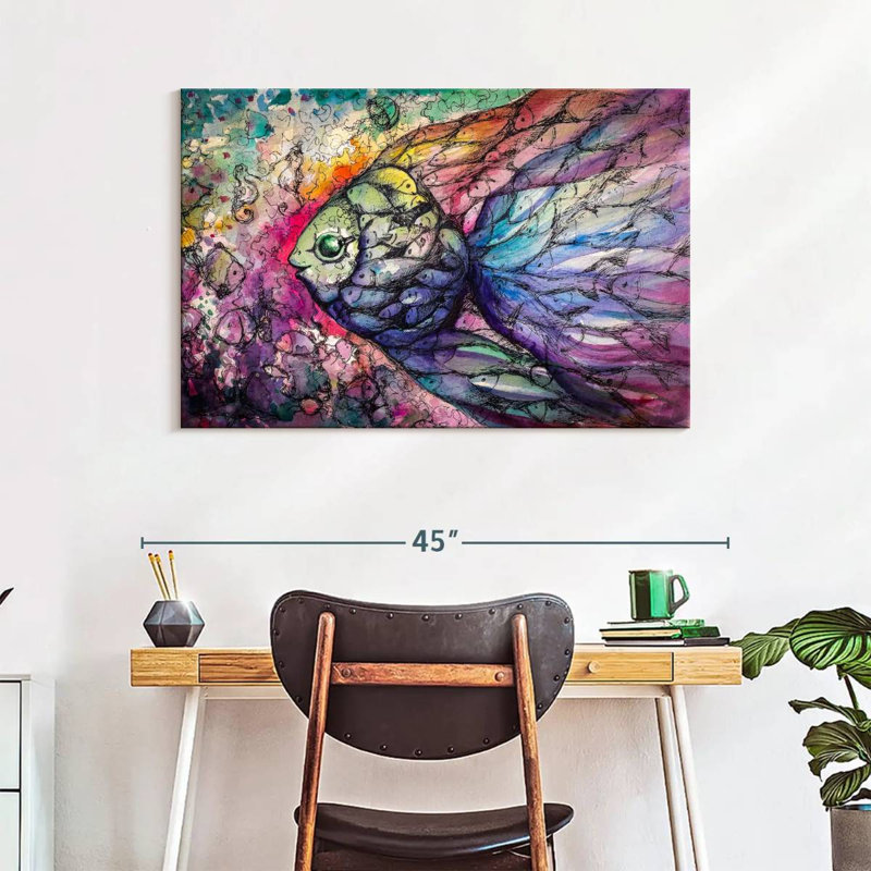 Abstract Rainbow Fish, 26" H x 39" W
