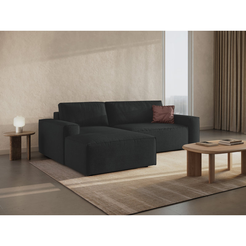 Alisbha 3 Seater Boucle Sofa Bed, Right Hand Facing, Black