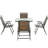Dark Brown Patio Table And Chairs , 5, , Foldable, Umbrella Compatible 5 Foldable Dining Patio, Hole, Tempered Glass Table,