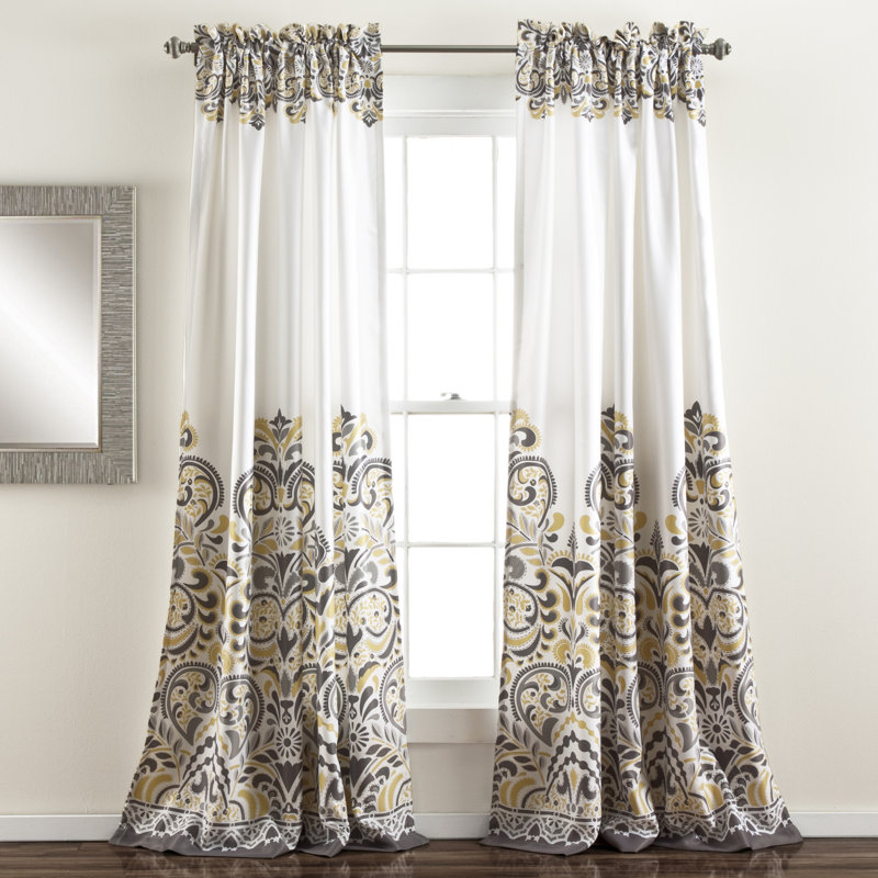 Paire de rideaux obscurcissant et isolant avec passe-tringle Paisley, Jaune/brun, l 52 po x L 84 po