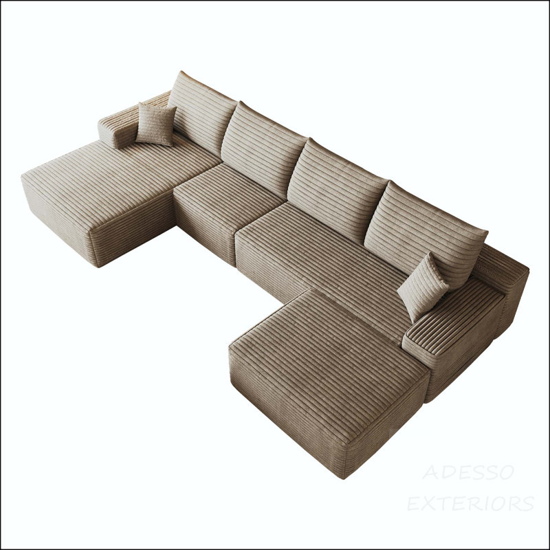 135" Cloud Sectional Sofa with Ottoman and No Assembly