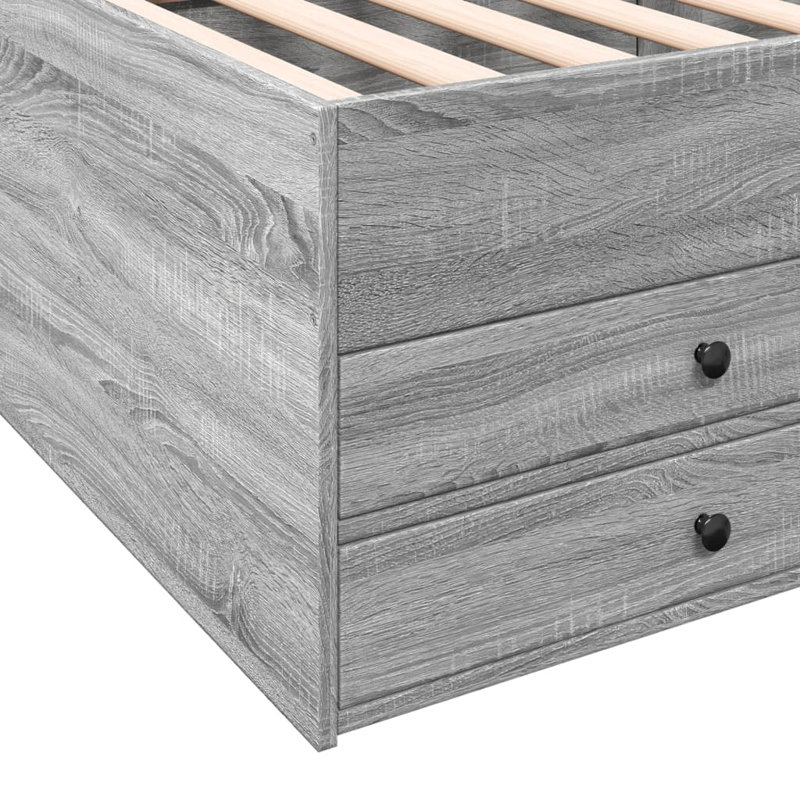 Vidaxl Daybed With Drawers, Grey Sonoma, European Single (90 x 200cm)