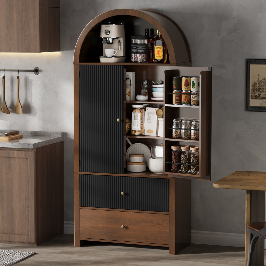 180 Cm Tall Storage Cabinet With Glass Doors