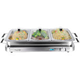 MegaChef 3-in-1 Buffet Server and Warming Tray with Triple 3.7 Quart Trays and 8.5 Quart Baking Pan
