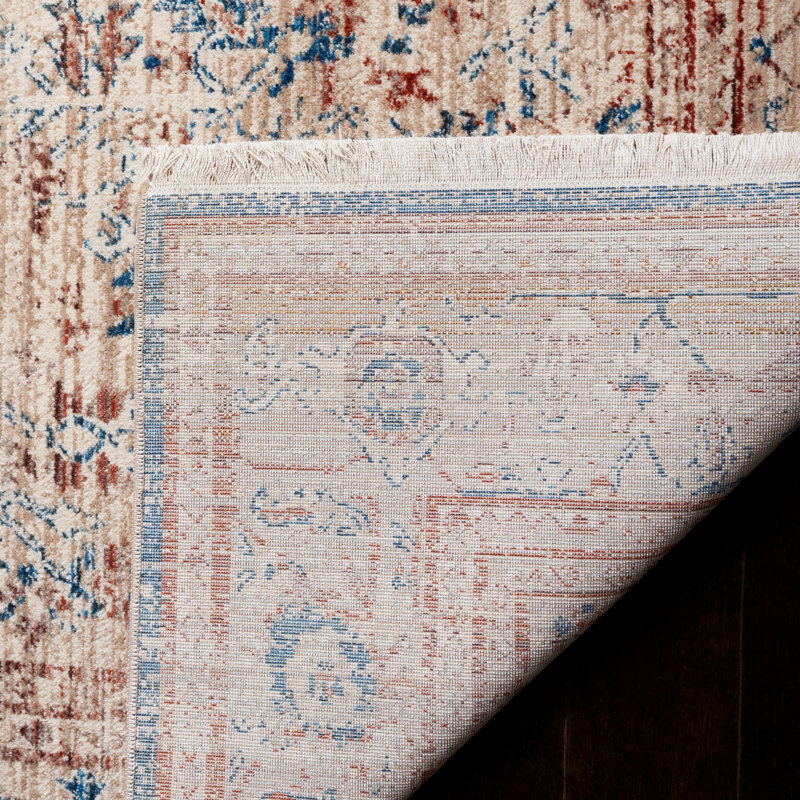 Tapis persan rétro beige / rouille 427, Rectangle 5 pi x 7 pi 6 po