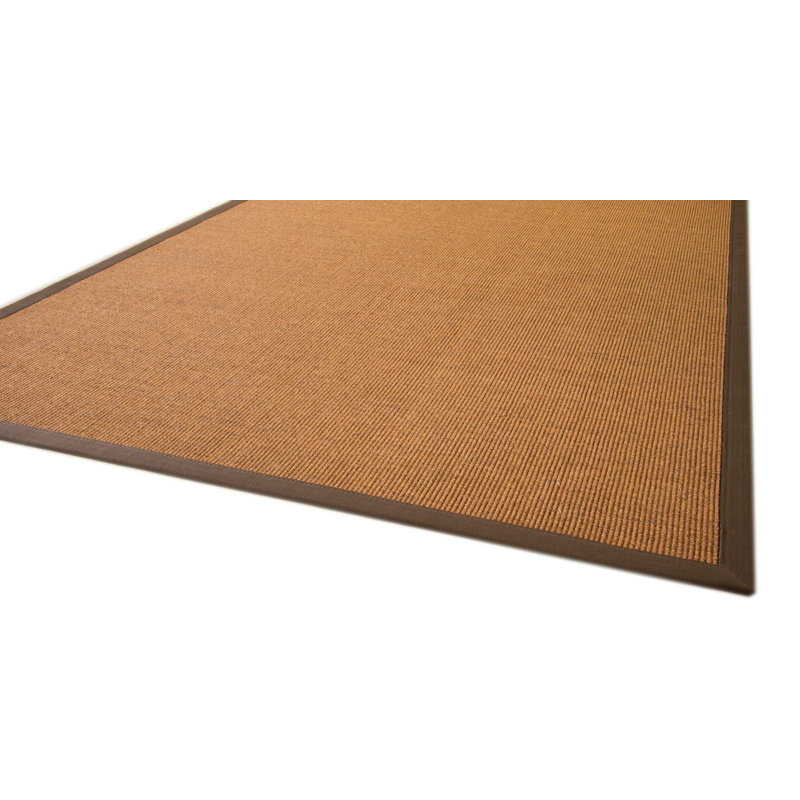 Sisal Rug Brentford - flat woven Brown / border dark Brown, Rectangle 200 x 290cm