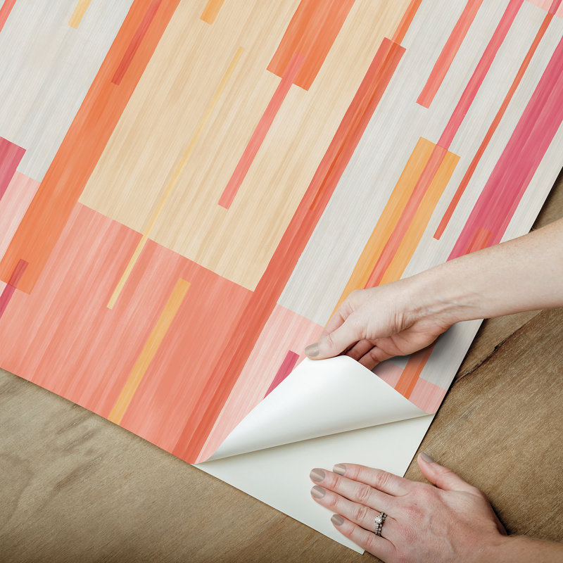 Abstract Grid Peel and Stick Wallpaper, Pink