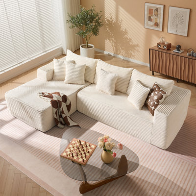 Vivelle 108'' Cloud Upholstered Boneless Sectional Couch With Chaise L-Shape Modern Modular Sofa For Living Room Bedroom No Assembly Required