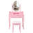 4-Drawer Vanity Desk Set With LED Mirror & Cushioned Stool-885144130