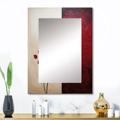 Bordeaux Bold Leaf I - Leaves Wall Mirror, Traditional Decorative Mirror, Printed Metal Art