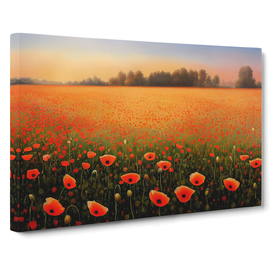 XXX-H1022-WF-7172X Pretty Poppy Field Flowers - Wrapped Canvas Print