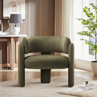 Solid Wood Barrel Armchair - Plush Seat, Skin-Friendly Fabric & Versatile
