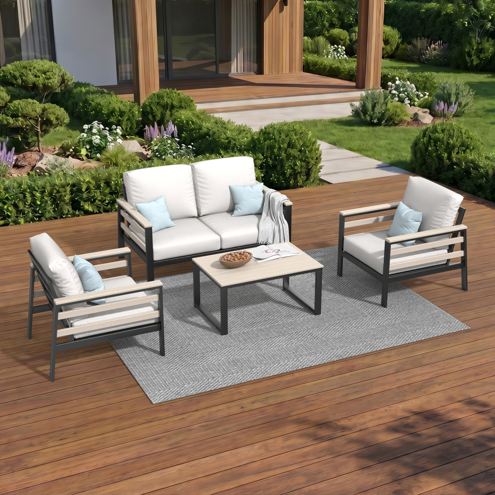 Townsend 1 - Person Patio Seating Group, Sunbrella Canvas Natural