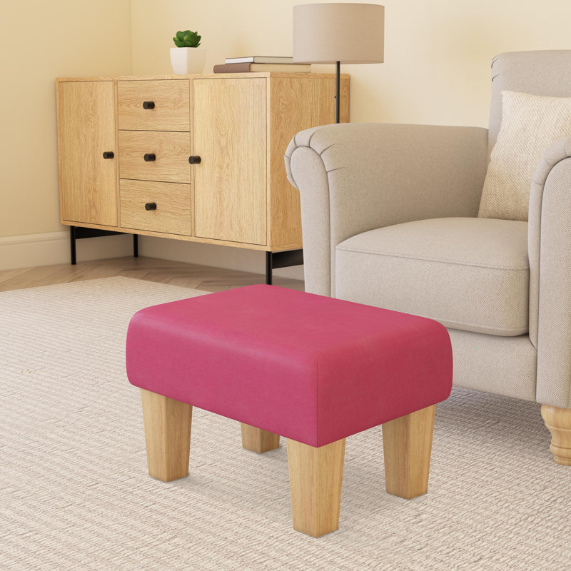 Acierno Mahogany Wood Contemporary Leg - Faux Leather, Natural, Blossom Pink