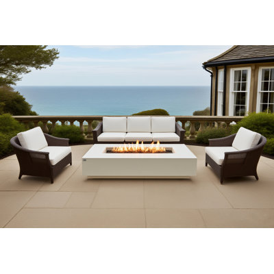Savanah 17" H x 72" W Concrete Outdoor Fire Pit Table