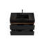 Meuble-lavabo mural Grace de 36 po avec tiroirs en noyer et système noir, lavabo en quartz mat, tiroirs à fermeture amortie, finition noyer moderne