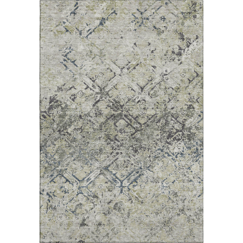 Premium Machine Washable Prisco Silver Rug, Rectangle 5' x 7'6"