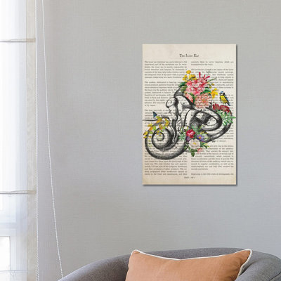 Inner Ear Anatomy Flower Print by Aged Pixel - Wrapped Canvas Print