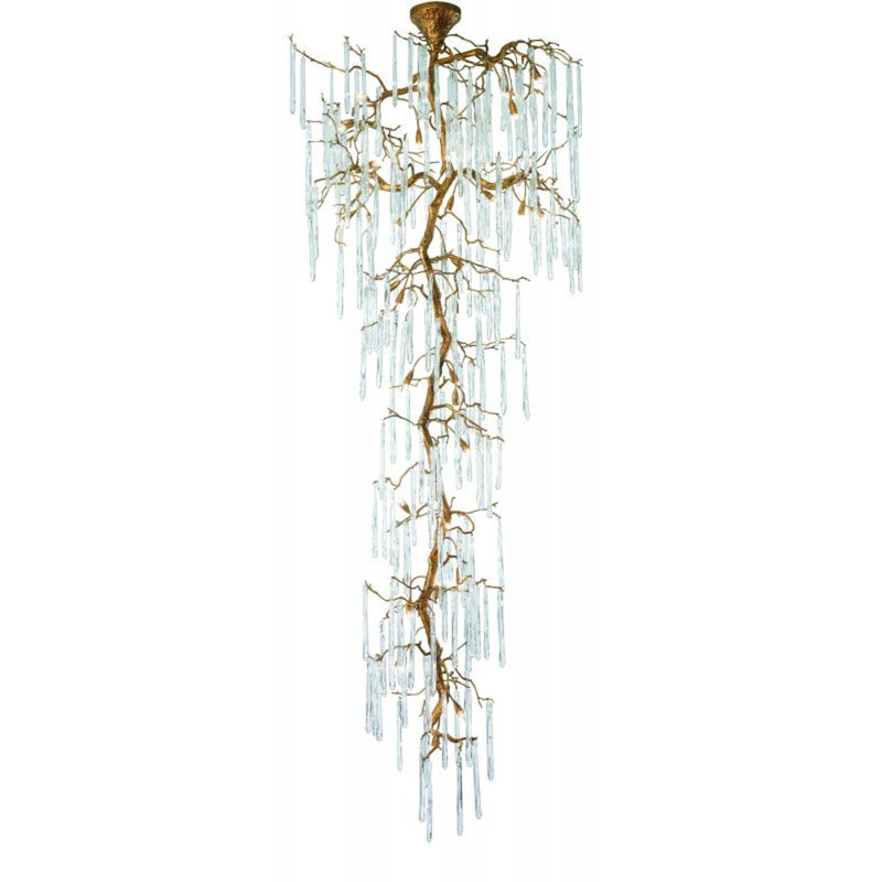 Lustre suspendu à 15 lumières bronze, Bronze Antique, Clair, 55" Diameter x 138" Height
