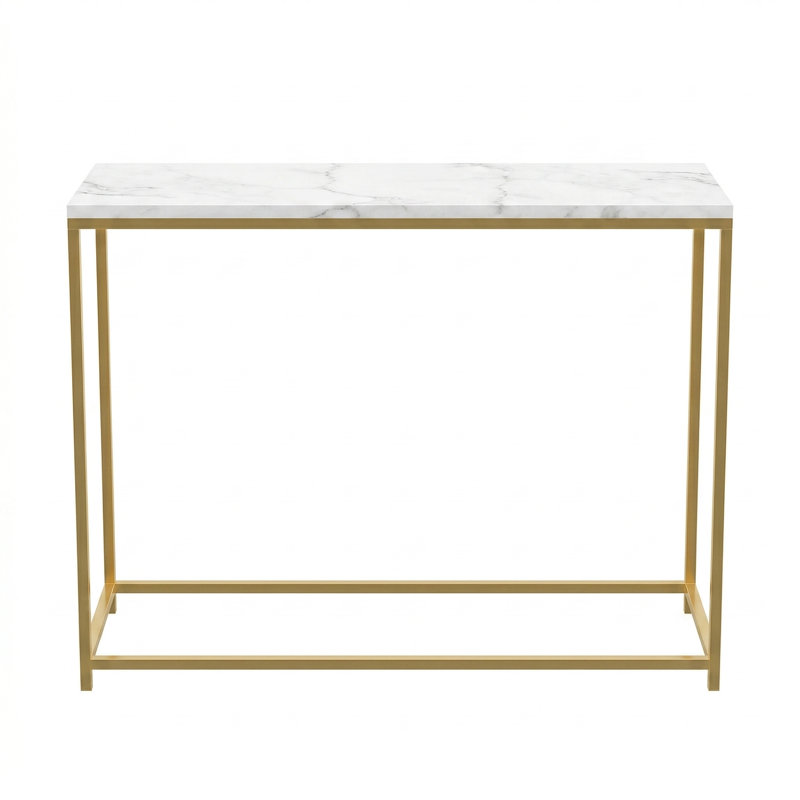 Girons 31'' Console Table, Marble, Gold