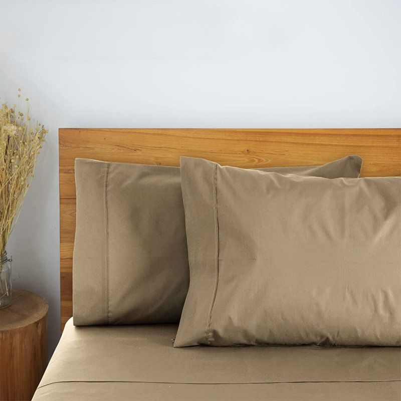 Luxclub 2 PC Taupe Queen Performance Microfiber Solid Pillowcase Set