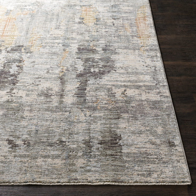 Tapis gris tissé à la machine Mckeel, Rectangle 5 pi x 8 pi