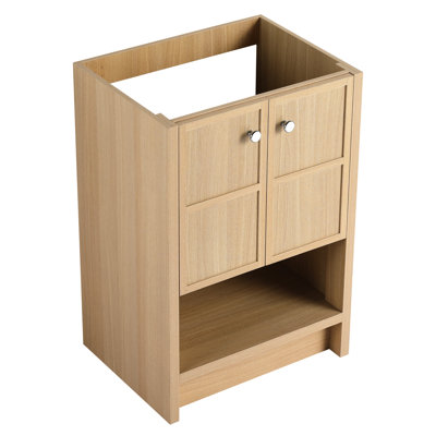 Meuble-lavabo autoportant 24 po, contreplaqué de chêne, 2 portes à fermeture douce - meuble-lavabo spacieux 24 po, rangement en contreplaqué suffisant