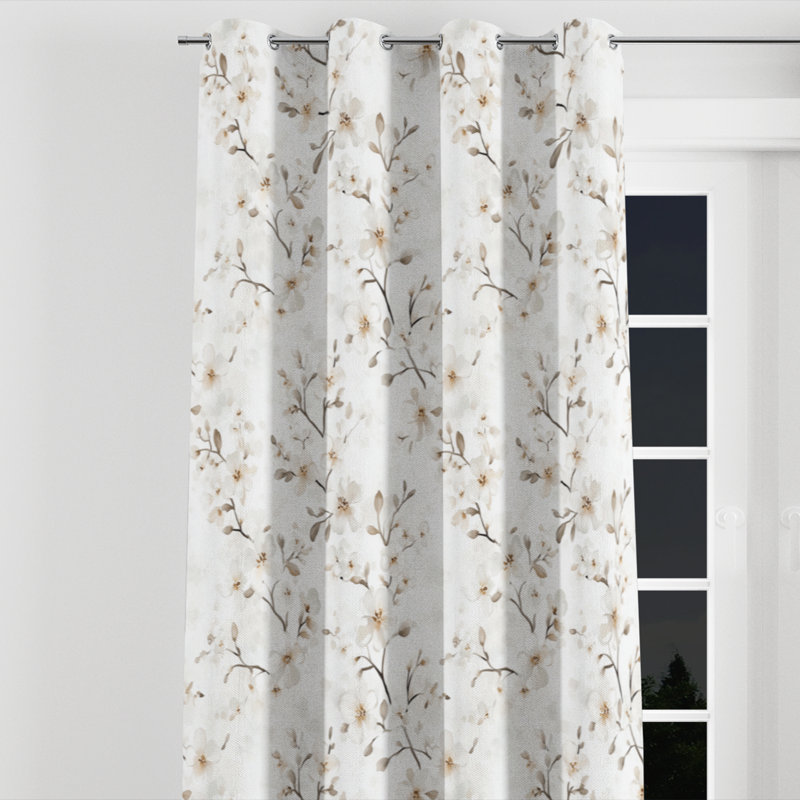 Rideaux obscurcissant Modern Room - Rideau à œillets floral Babie - 1 panneau, L 52 po x L 63 po, Œillets argentés