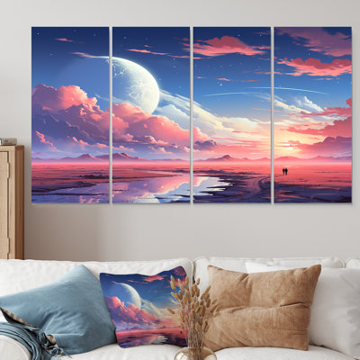«Desert Twilight Traverse In Space II», art mural 4 pièces