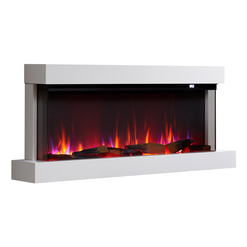 KNIGHTON FLAMME White Electric Fireplace with, 59cm H x 130cm W x 25cm D