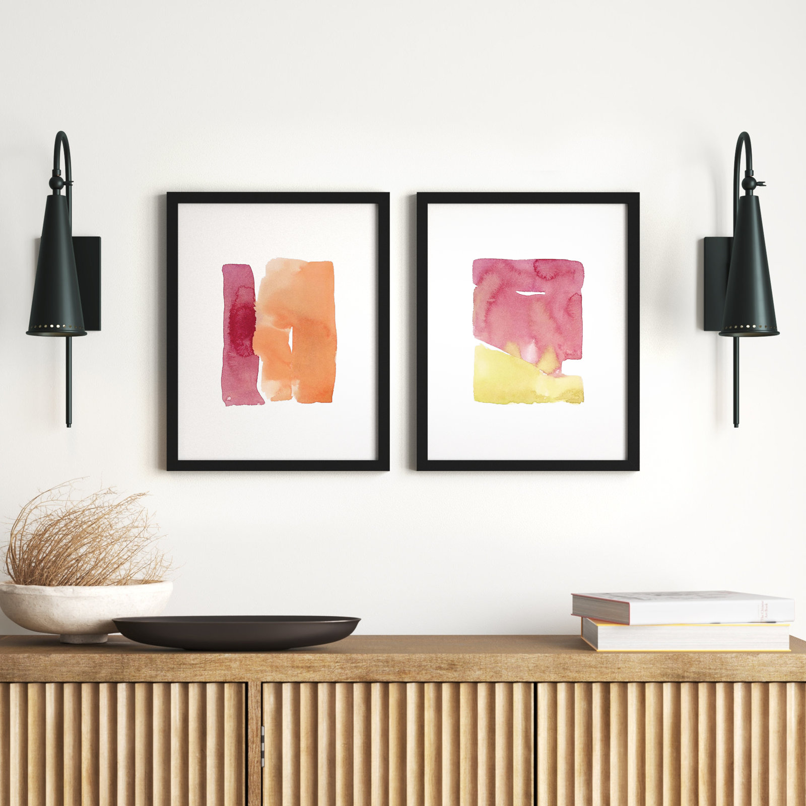 Citrus Splash 2-Piece Print Set, 20" H x 16" W, Black Framed