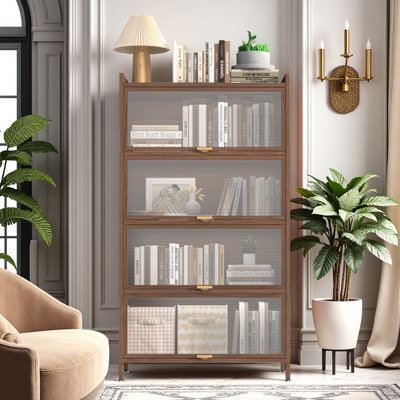 Grande armoire à portes basculantes en métal, avec amplement d'espace de rangement pour la chambre à coucher, le bureau, le salon, le couloir, l'entrée noyer