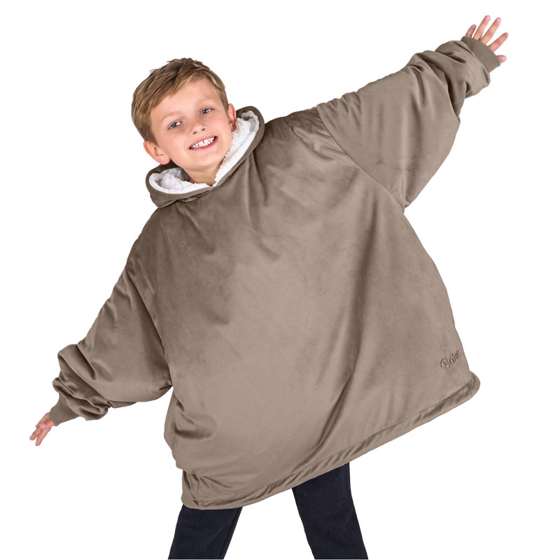 Couverture en sherpa à capuche portable, Taupe, Jeunesse