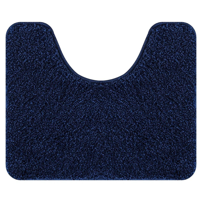2 Piece Alya Small Bath Mat Ultra Soft Bathroom Rug Anti Slip Toilet Rug Pedestal Mat Set, 80cm L x 50cm W, Navy