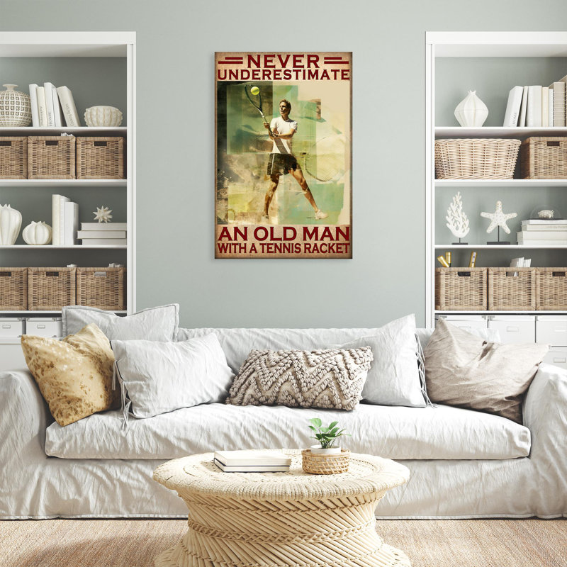 «An Old Man With A Raquette de tennis sur toile», impression, H 36 po x l 24 po x P 1,25 po