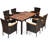6 - Person Acacia Wicker Patio Dining Set with Rectangular Table , Cushions Included