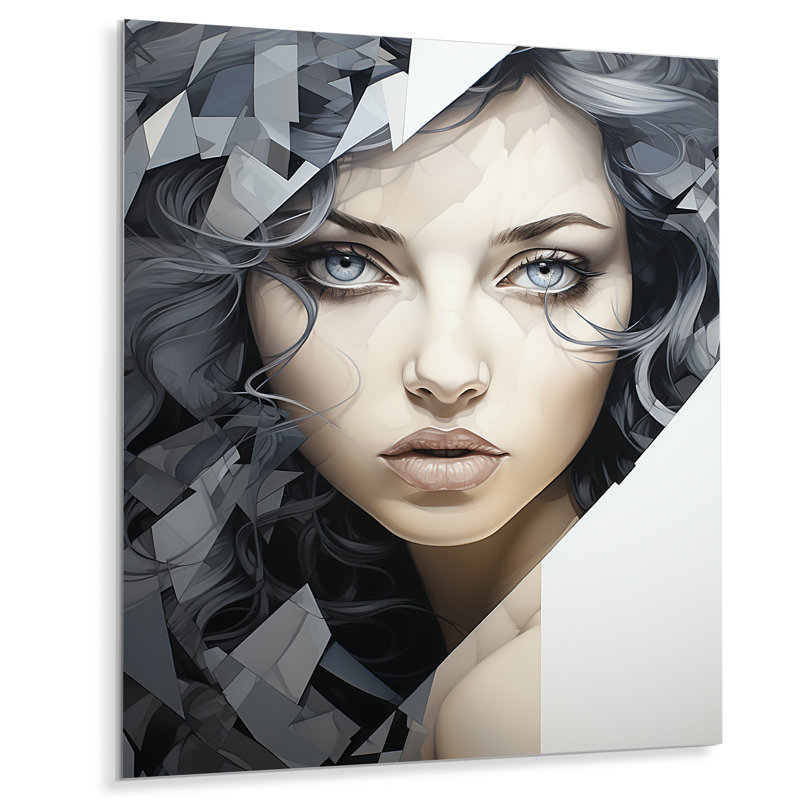 «Black and White Marble Woman Beauty IV - Abstract Portraits», art mural en métal, H 20 po x l 12 po x P 1 po