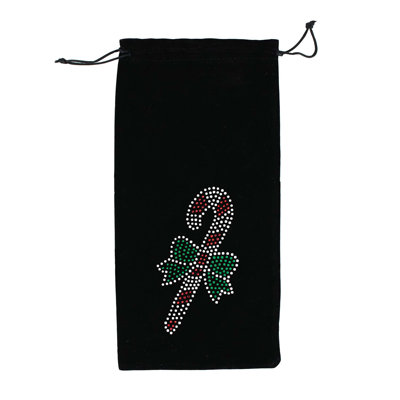 Sparkles Home "Candy Cane Rhinestone" Wine Bag | Velvet Material with Sparkling Crystal Rhinestones