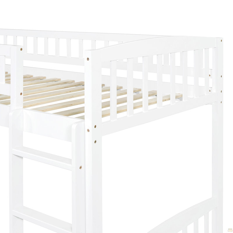 Lit mezzanine simple avec glissoire et échelle, Blanc
