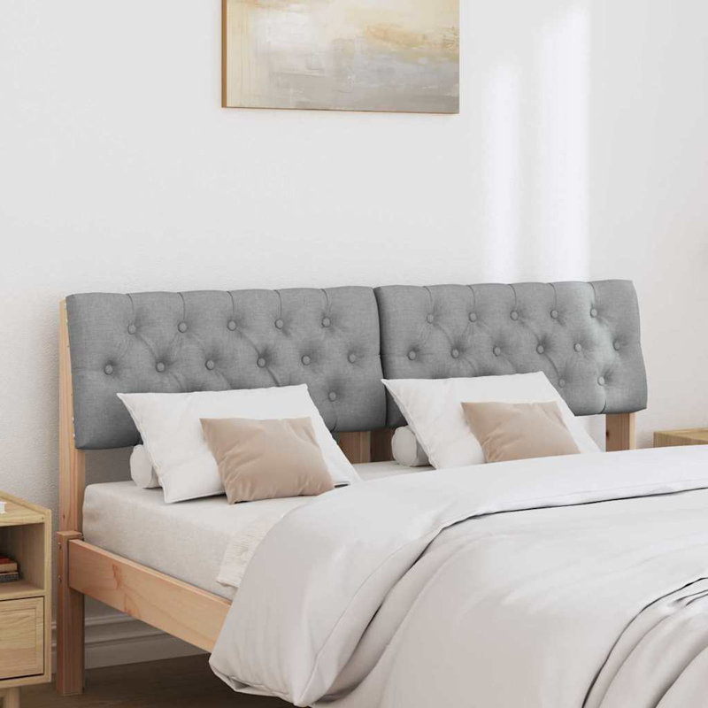 Solid Wood Headboard, Brown, EU Double - 140 x 200 cm, Light Grey