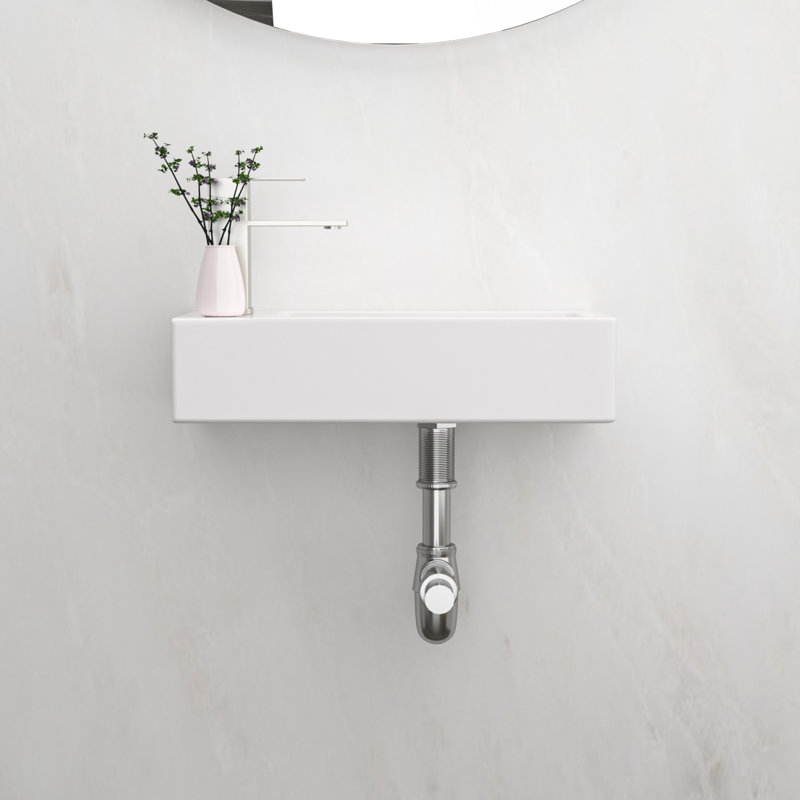 Stain-resistant Ceramic Sink Modern Wall-mount Bathroom Essential