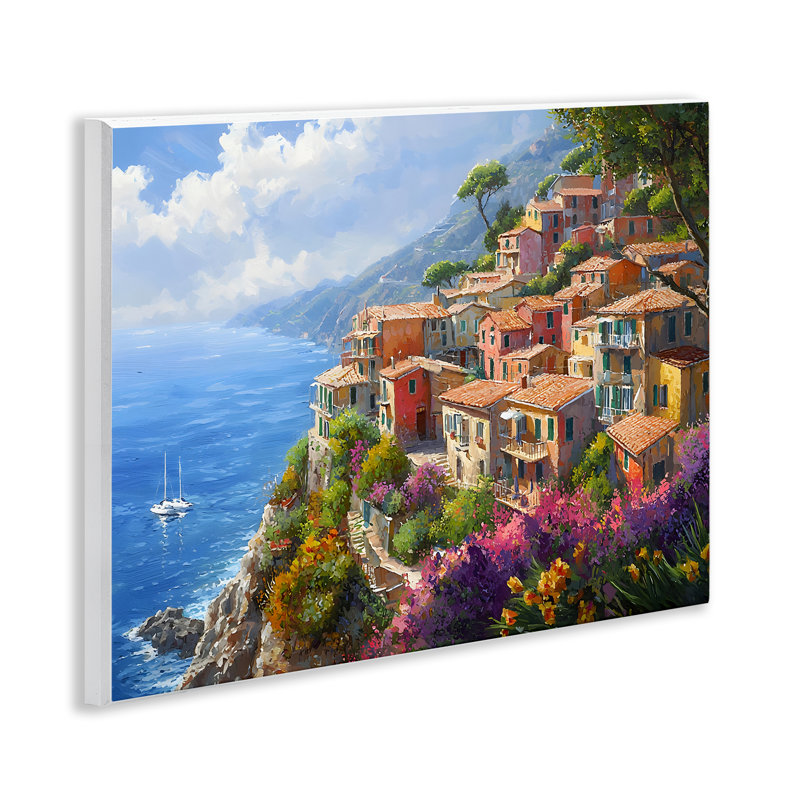 Coastal Seaside Village View Wall Plaque, design by Franklyn Gregory