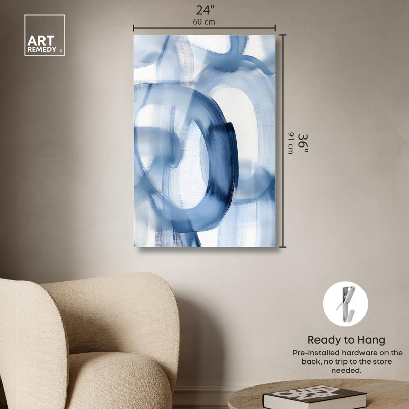 Art mural bleu moderne Fading Blue Mist III, H 36 po x l 24 po