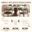 Ensemble de 7 tables de salle à manger rondes modernes en pierre frittée avec chaises paresseuses amovibles en cuir pour 6 personnes-1530057416-1530057417-1530057420